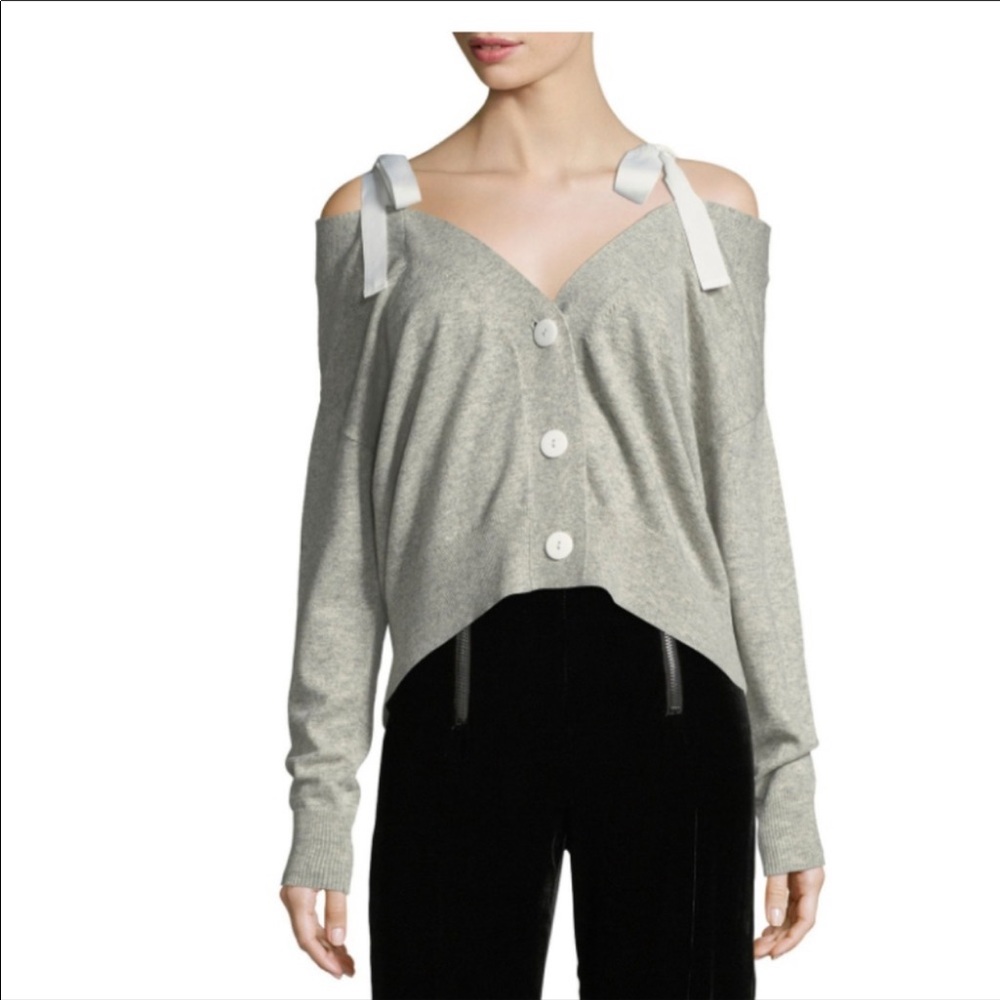 Cinq a Sept “Dash” Gray Ribbon Cardigan